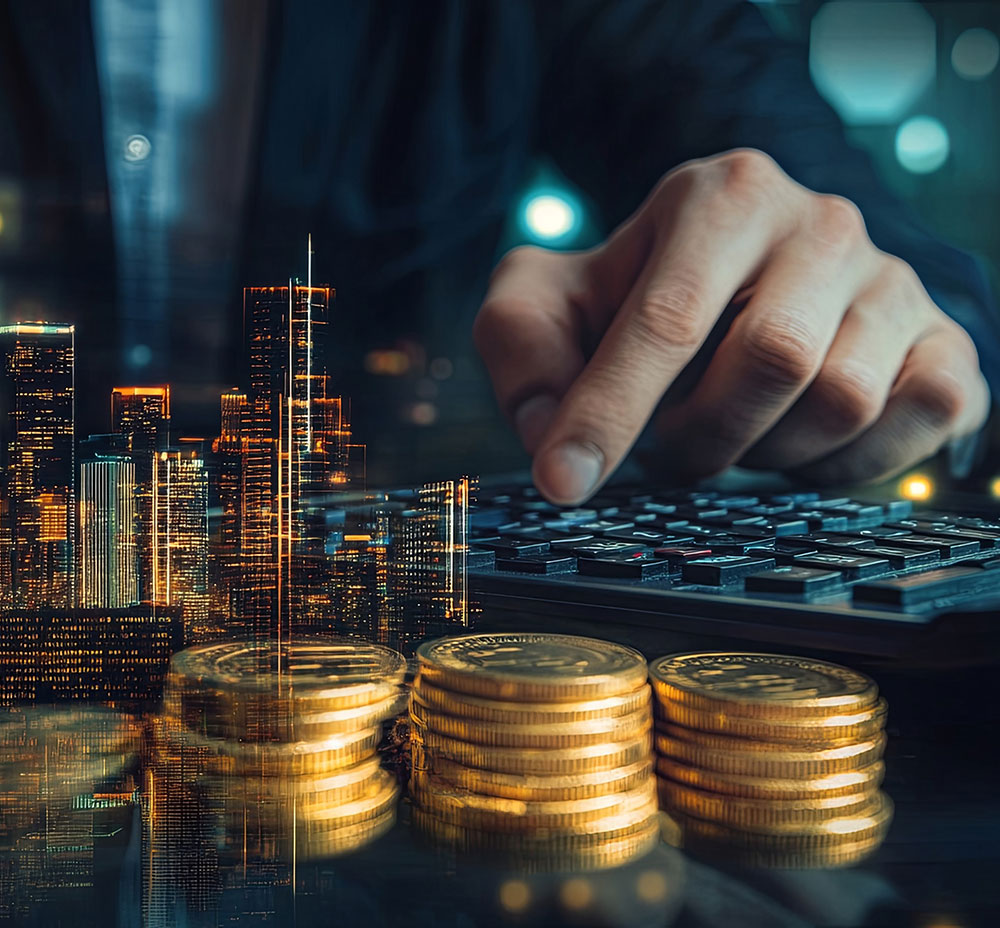 three stacks of coin money